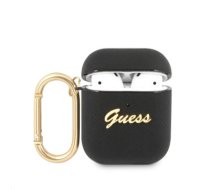 GUA2SASMK Guess Saffiano PC/PU Metal Logo Case for Airpods 1/2 Black