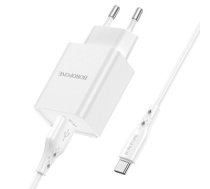 Borofone BN2 tālruņa lādētājs USB / 5V / 2.1A / 10.5W + USB-C kabelis balts