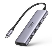 Ugreen 6in1 multifunctional USB Type C HUB - 2x USB 3.2 Gen 1 / HDMI 4K 60Hz / SD and TF memory card reader / USB Type C PD 100W gray (60384 CM511)