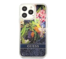 Guess Liquid Glitter Flower Case for iPhone 13 Pro Blue