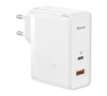 Baseus GaN5 Pro USB-C + USB wall charger, 100W + 1m cable (white)