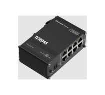 Teltonika TSW040 Unmanaged 8-port PoE+Industrial Switch, 2-pin industrial DC power socket, 7 – 57 VDC, PoE-out 44-57 VDC, DIN rail bracket