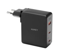 Wall charger Aukey PA-B7O, 1xUSB-A, 2xUSB-C, 140W GaN (black)