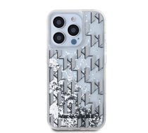 Karl Lagerfeld Liquid Glitter Monogram Gradient Case for iPhone 15 Pro White