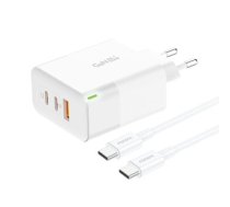 Foneng Wall charger GAN65 GaN - USB + 2xType C - PD 65W 3A with Type C to Type C white