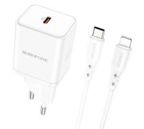Borofone Wall charger BN6 Field - Type C - QC 3.0 PD 20W with Type C to Lightning cable white