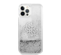 GUHCP12LLG4GSI Guess TPU Big 4G Liquid Glitter Silver Case for iPhone 12 Pro Max Transparent