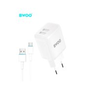 BWOO wall charger CDA60C 2x USB 2,4A white + cable USB-C