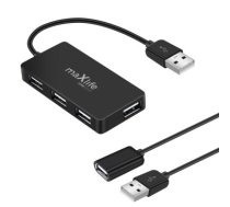 Maxlife Home Office USB 2.0 hub USB - 4x USB 0,15 m black + cable 1,5 m