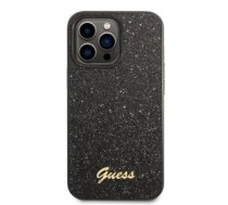 Guess PC/TPU Glitter Flakes Metal Logo Case for iPhone 14 Pro Max Black
