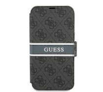 GUBKP13S4GDGR Guess PU 4G Printed Stripe Book Case for iPhone 13 Mini Grey