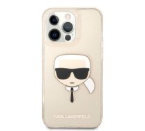 KLHCP13XKHTUGLGO Karl Lagerfeld TPU Full Glitter Karl Head Case for iPhone 13 Pro Max Gold