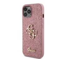 Guess PU Fixed Glitter 4G Metal Logo Case for iPhone 12|12 Pro Pink