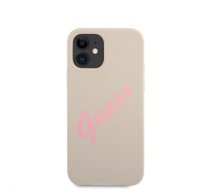 GUHCP12SLSVSGP Guess Silicone Vintage Pink Script Cover for iPhone 12 mini 5.4 Grey