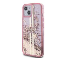 Guess PC|TPU Liquid Glitter Gold Stripe Case for iPhone 15 Pro Max Pink