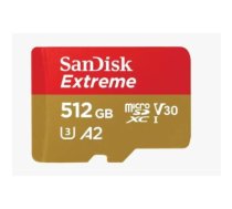 SANDISK Extreme 512GB microSDXC + SD Adapter + 1 year RescuePRO Deluxe up to 190MB/s & 130MB/s Read/Write speeds A2 C10 V30 UHS-I U3