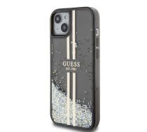 Guess PC|TPU Liquid Glitter Gold Stripe Case for iPhone 15 Plus Black