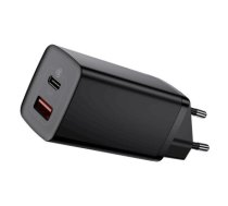 Baseus GaN CCGAN2L-B01 Tīkla Lādētājs USB / USB-C / 65W / 5A / Quick Charge 3.0 Melns