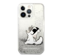KLHCP13XGCFS Karl Lagerfeld Liquid Glitter Choupette Eat Case for iPhone 13 Pro Max Silver