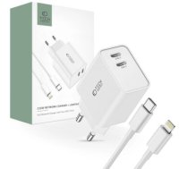 Tech-Protect C35W 2x USB-C PD 35W network charger with USB-C | Lightning cable - white