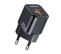 Wall charger MiniGaN Rocoren USB-C, USB, 20W (black)