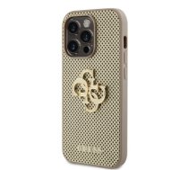 Guess PU Perforated 4G Glitter Metal Logo Case for iPhone 15 Pro Gold