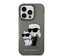Karl Lagerfeld IML Glitter Karl and Choupette NFT Case for iPhone 14 Pro Max Black