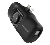 Wozinsky WF16-YLS 5000mAh 15W Lightning Mini Power Bank with Built-in USB-C Cable and Apple Watch Charger - Black