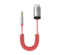 USAMS Adapter audio Bluetooth 5.0 USB-AUX czerwony|silver red SJ504JSQ02 (US-SJ504)