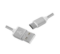 PS USB -microUSB kabelis, 1 m, sudraba krāsā.