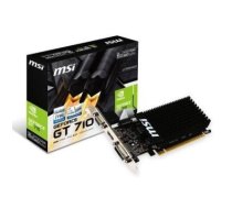 Graphics Card | MSI | NVIDIA GeForce GT 710 | 2 GB | 64 bit | PCIE 2.0 16x | GDDR3 | Memory 1600 MHz | GPU 954 MHz | Heatsink (passive) | 1x15pin D-sub | 1xDVI | 1xHDMI |     GT7102GD3HLP