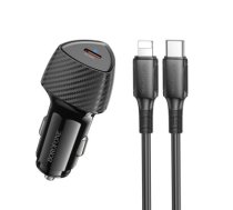 Borofone Car charger BZ31B Solid - Type C - PD 30W with Type C to Lightning cable black