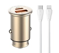 LDNIO C506Q USB, USB-C Car charger + USB-C - Lightning Cable