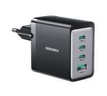 Wall charger GaN Rocoren 3x USB-C, 1x USB, 67W (black)