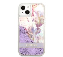 Guess Liquid Glitter Flower Case for iPhone 13 mini Purple