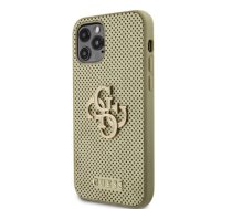Guess PU Perforated 4G Glitter Metal Logo Case for iPhone 12|12 Pro Gold