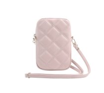 Guess PU Quilted 4G Metal Logo Wallet Phone Bag Zipper Pink