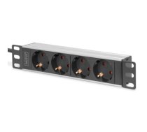 Digitus | 10” Socket Strip with Aluminum Profile, 4-way safety sockets | DN-95418