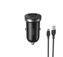 XO car charger CC56 PD 30W QC 1x USB 1x USB-C black + USB - microUSB cable