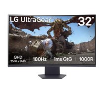Model 32GS60QC-B|32"|Gaming/Curved|Panel VA|Resolution 2560x1440|Form factor 16:9|Refresh rate 180 Hz|Brightness 300|Contrast 3000:1|Display Matte|Response time 1 ms|Horizontal 178 degrees|Vertical 178 degrees|Displayable colours 16.7 million|2xHDMI|1xDisplayPort|1xHeadphones jack|Tilt|100 mm x 100 mm