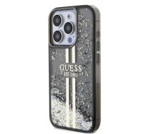 Guess PC|TPU Liquid Glitter Gold Stripe Case for iPhone 15 Pro Black