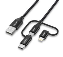 Choetech 3in1 MFI cable USB - USB Type C / micro USB / Lightning (charging 3A / data transmission 480 Mbps) 1.2m black (IP0030-BK)