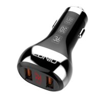 Car charger LDNIO C2, 2x USB, QC 3.0, LED, 36W (black)