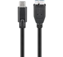 Goobay 67995 USB-C to micro-B 3.0 cable Round cable, SuperSpeed data transfer - The USB-C cable supports data transfer rates up to 5 Gbps - 10 times faster than USB 2.0; Quick charge function - USB-C charging cable for super-fast synchronisation and charging of USB-C enabled devices with a power of up to 15 W., 0.6 m, USB-C (male), micro-B 3.0, Black
