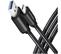 Axagon Data and charging USB 3.2 Gen 1 cable length 1 m. PD 60W, 3A. Black braided.