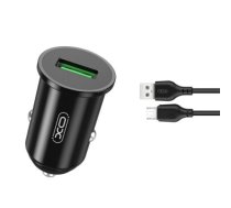 XO car charger TZ12 QC 3.0 18W 1x USB black + microUSB cable