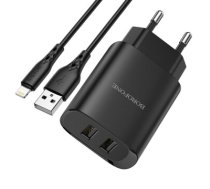 Borofone Wall charger BN2 Super - 2xUSB - 2,1A with USB to Lightning black