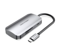Vention USB-C to USB3.0x3/SD/TF/PD Hub 0.15M Gray Aluminum Alloy Type