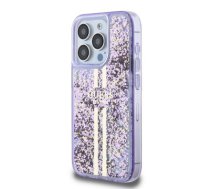 Guess PC|TPU Liquid Glitter Gold Stripe Case for iPhone 15 Pro Purple