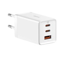 Baseus GaN5 Pro wall charger 2xUSB-C + USB, 65W (white)